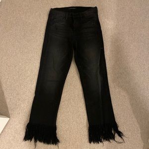 Flying monkey black jeans with fringe ends